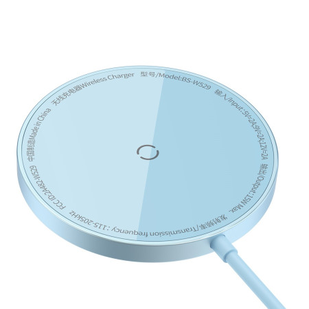 Бездротовий зарядний пристрій Baseus Simple Mini3 Magnetic з функцією MagSafe і Qi 15W Блакитний