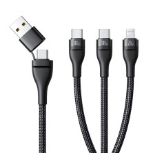 Кабель Baseus Flash Series 3 3-in-2 Fast Charging Data Cable  USB+Type-C to Lightning+Type-C+Type-C 100W 1.5m Чорний