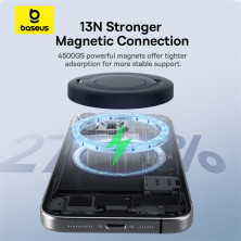 Бездротовий зарядний пристрій Baseus Simple Mini4 Magnetic з функцією MagSafe і Qi2 15W Чорний