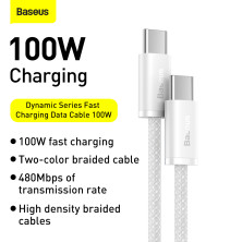 Кабель Baseus Dynamic Series Fast Charging Data Cable Type-C to Type-C 100W 20V 5A 2m Білий