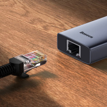 USB-хаб Baseus 7in1 Flite 7-Port Type-C HUB Adapter Type-C to USB3.0*2, Type-C(PD)*1, 4KHDMI, RJ45, SD/TF 3.0 Сірий