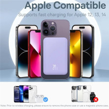 УМБ Baseus Magnetic Mini Wireless Fast Charge 2in1 5000mAh 20W 2.4A QC3.0+PD3.0 з Бездротовою зарядкою Qi 15W Фіолетовий