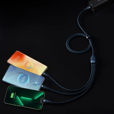 Кабель Baseus Flash Series 2 3-in-1 Fast Charging Data Cable USB to Lightning+Type-C+MicroUSB 100W 1.2m Синій
