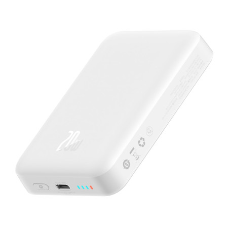 УМБ Baseus Magnetic Mini Wireless Fast Charge 2in1 10000mAh 20W 2.4A QC3.0+PD3.0 с Беспроводной зарядкой Qi 15W Белый