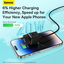 Мережевий зарядний пристрій Baseus GaN5 Fast Charger 1C PD3.0 20W Type-C 3A Чорний
