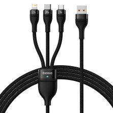 Кабель Baseus Flash Series 2 3-in-1 Fast Charging Data Cable USB to Lightning+Type-C+MicroUSB 100W 1.2m Чорний
