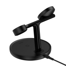 Беспроводное зарядное устройство Baseus Swan 3in1 Magnetic с функцией MagSafe и Qi 20W Черный