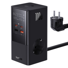 Мережевий зарядний пристрій Baseus PowerCombo Tower PowerStrip 100W 2AC+2USB+2Type-C 5A Чорний