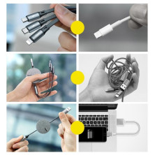 Кабель Baseus Fabric Flexible 3-in-1 Fast Charging Data Cable USB to Lightning+Type-C+MicroUSB 3.5А 1.2m Черный