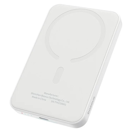 УМБ Baseus Magnetic Mini Wireless Fast Charge 2in1 5000mAh 20W 2.4A QC3.0+PD3.0 с Беспроводной зарядкой Qi 15W Белый
