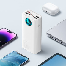 УМБ Baseus Amblight 26800mAh 65W 6A з технологією QC3.0+PD3.0 4USB+Type-C+ кабель Type-C to Type-C 100W 20V/5A 1м Білий