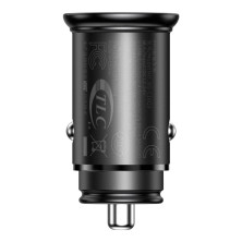 Автомобильное зарядное устройство Baseus Circular Metal PPS Quick Charger Car Charger 30W VOOC USB+Type-C Черный