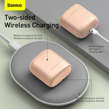 Беспроводные Bluetooth наушники Baseus Encok TWS W06 с функцией беспроводной зарядки Qi Розовый