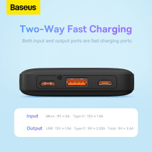 УМБ Baseus Airpow Fast Charge 10000mAh 20W 3A з технологією QC3.0+PD3.0 USB+Type-C + Кабель USB to Type-C Чорний