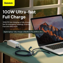 Кабель Baseus Flash Series 2 3-in-2 Fast Charging Data Cable  USB+Type-C to Lightning+Type-C+MicroUSB 100W 1.2m Синій