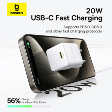 Сетевое зарядное устройство Baseus Palm Fast Charger 1C PD3.0 20W Type-C 3A Белый