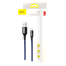 Кабель Baseus C-shaped Light Intelligent power-off Cable USB to Lightning 2.4A 1m Синій