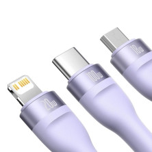 Кабель Baseus Flash Series 2 3-in-1 Fast Charging Data Cable Type-C to Lightning+Type-C+MicroUSB 100W 1.5m Фіолетовий