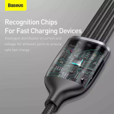 Кабель Baseus Flash Series 2 3-in-1 Fast Charging Data Cable USB to Lightning+Type-C+MicroUSB 66W 1.2m Черный
