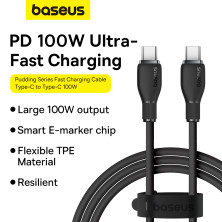 Кабель Baseus Pudding Series Fast Charging Data Cable Type-C to Type-C 100W 20V 5A 1.2m Черный