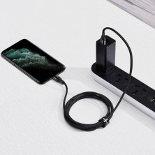 Кабель Baseus Dual Output Cafule 2-in-1 Fast Charging Data Cable USB + Type-C to Lightning 18W 1m Чорний