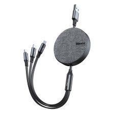 Кабель Baseus Fabric Flexible 3-in-1 Fast Charging Data Cable USB to Lightning+Type-C+MicroUSB 3.5А 1.2m Чорний