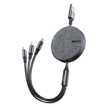Кабель Baseus Fabric Flexible 3-in-1 Fast Charging Data Cable USB to Lightning+Type-C+MicroUSB 3.5А 1.2m Черный