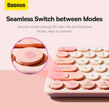 Клавіатура бездротова Baseus K01A Wireless Tri-Mode Keyboard 2.4G/BT1+BT2 Рожевий
