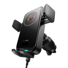 Беспроводное автомобильное зарядное устройство Baseus Wisdom Pro Auto Coil Alignment Air Outlet Version с технологией Qi 15W Черный
