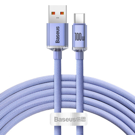 Кабель Baseus Crystal Shine Series Fast Charging Data Cable USB to Type-C 100W 20V 5A 2m Фіолетовий