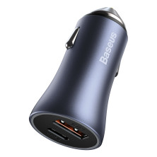 Автомобильное зарядное устройство Baseus Golden Contactor Pro Dual Quick Charger Car Charger 40W USB+Type-C + Кабель USB to Type-C 1м Серый