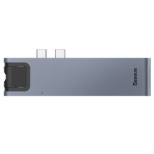 USB-хаб Baseus 7in1 Thunderbolt C + Pro 7-Port Type-C HUB Adapter Type-C*2 to USB3.0*2, Type-C*1, 4KHDMI, RJ45, SD, MicroSD Сірий