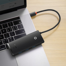 USB-хаб Baseus 5in1 Lite Series 5-Port Type-C HUB Adapter Type-C to USB3.0*3, Type-C(PD)*1, 4KHDMI Чорний