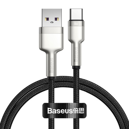 Кабель Baseus Cafule Metal Data Cable USB to Type-C 66W 11V 6A 1m Чорний