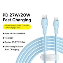 Кабель Baseus Pudding Series Fast Charging Data Cable Type-C to Lightning PD 20W 2m Голубой