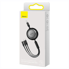 Кабель Baseus Bright Mirror 2 Series Retractable 3-in-1 Fast Charging Data Cable USB to Lightning+Type-C+MicroUSB 3.5А 1.1m Чорний