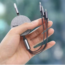 Кабель Baseus Fabric Flexible 3-in-1 Fast Charging Data Cable USB to Lightning+Type-C+MicroUSB 3.5А 1.2m Черный