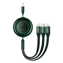 Кабель Baseus Bright Mirror 2 Series Retractable 3-in-1 Fast Charging Data Cable USB to Lightning+Type-C+MicroUSB 3.5А 1.1m Зелений
