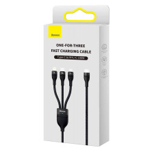 Кабель Baseus Flash Series 2 3-in-1 Fast Charging Data Cable Type-C to Lightning+Type-C+MicroUSB 100W 1.5m Чорний