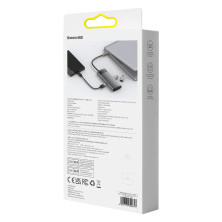 USB-хаб Baseus 4in1 Metal Gleam 4-Port Type-C HUB Adapter Type-C to USB3.0*4 Сірий