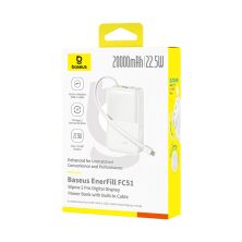 УМБ Baseus EnerFill FC51 Bipow2 Pro 20000mAh 22.5W 2.4A з технологією QC3.0+PD3.0 та Type-C кабелем 22.5W Білий