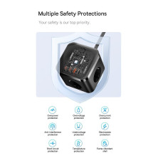 Сетевое зарядное устройство Baseus PowerCombo Cube PowerStrip 30W 3AC+2USB+2Type-C 3A Черный