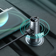 FM-трансмиттер Baseus Energy Column 2в1 MP3 Car QC3.0 18W Charger Bluetooth 5.0 2USB 3A Серебристый