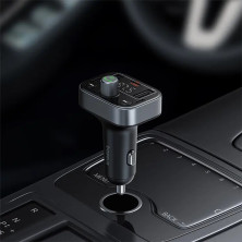 FM-трансмиттер Baseus S-09 Pro T-Typed FM Launcher MP3 Car Charger 2USB+Type-C 3.4A Черный