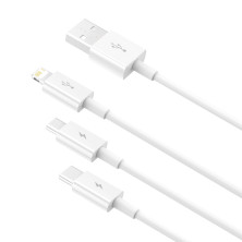 Кабель Baseus Superior Series 3-in-1 Fast Charging Data Cable USB to Lightning+Type-C+MicroUSB 3.5А 0.5m Белый