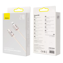 Кабель Baseus Crystal Shine Series USB to Lightning 2.4A 1.2m Рожевий
