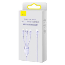 Кабель Baseus Flash Series 2 3-in-1 Fast Charging Data Cable Type-C to Lightning+Type-C+MicroUSB 100W 1.5m Фіолетовий