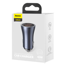 Автомобільний зарядний пристрій Baseus Golden Contactor Pro Dual Quick Charger Car Charger 40W 2USB Сірий