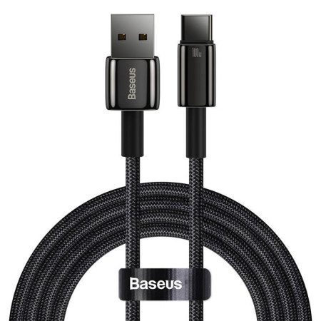 Кабель Baseus Tungsten Gold Fast Charging Data Cable USB to Type-C 100W 20V 5A 2m Черный