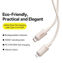 Кабель Baseus Habitat Series Fast Charging Data Cable Type-C to Lightning PD 20W 1m Розовый
